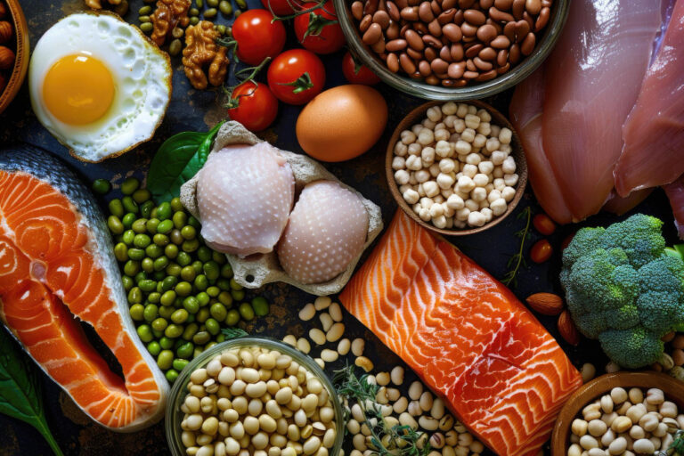 jaja, ryby, kurczak, soczewica, zdrowa żywność